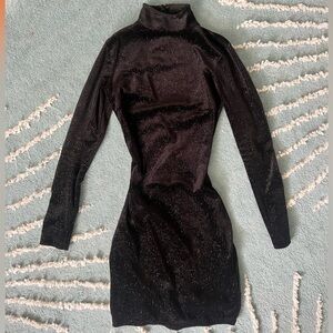 Longsleeve high-neck black going out mini dress